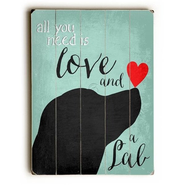 One Bella Casa One Bella Casa 0004-8045-26 14 x 20 in. Love & a Lab Planked Wood Wall Decor by Ginger Oliphant 0004-8045-26
